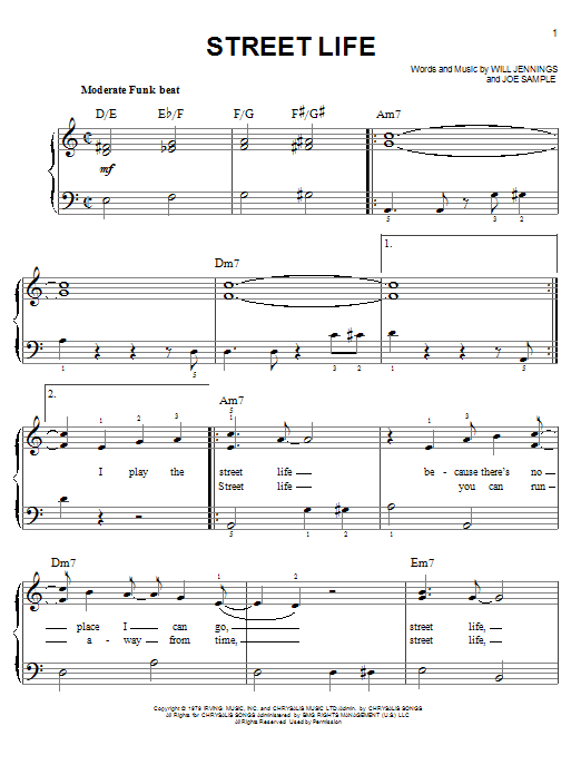 The Crusaders Street Life Sheet Music Notes & Chords for Piano Chords/Lyrics - Download or Print PDF