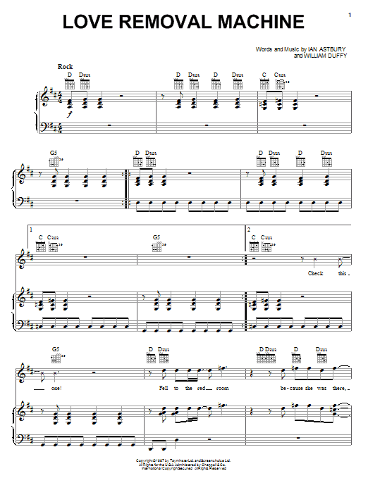 The Cult Love Removal Machine Sheet Music Notes & Chords for Easy Guitar Tab - Download or Print PDF