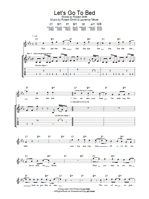 The Cure Let's Go To Bed Sheet Music Notes & Chords for Guitar Tab - Download or Print PDF