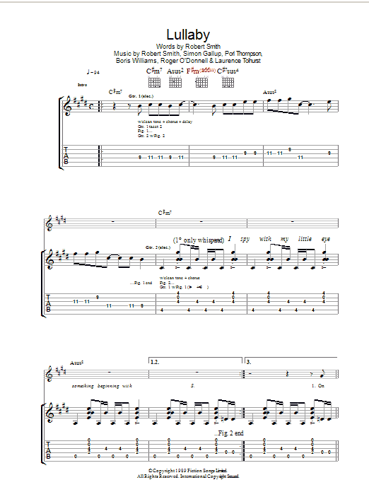 The Cure Lullaby Sheet Music Notes & Chords for Guitar Tab - Download or Print PDF