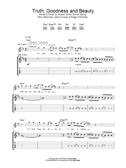 The Cure Truth, Goodness And Beauty Sheet Music Notes & Chords for Guitar Tab - Download or Print PDF The Cure Truth, Goodness And Beauty Sheet Music Notes & Chords for Guitar Tab - Download or Print PDF
