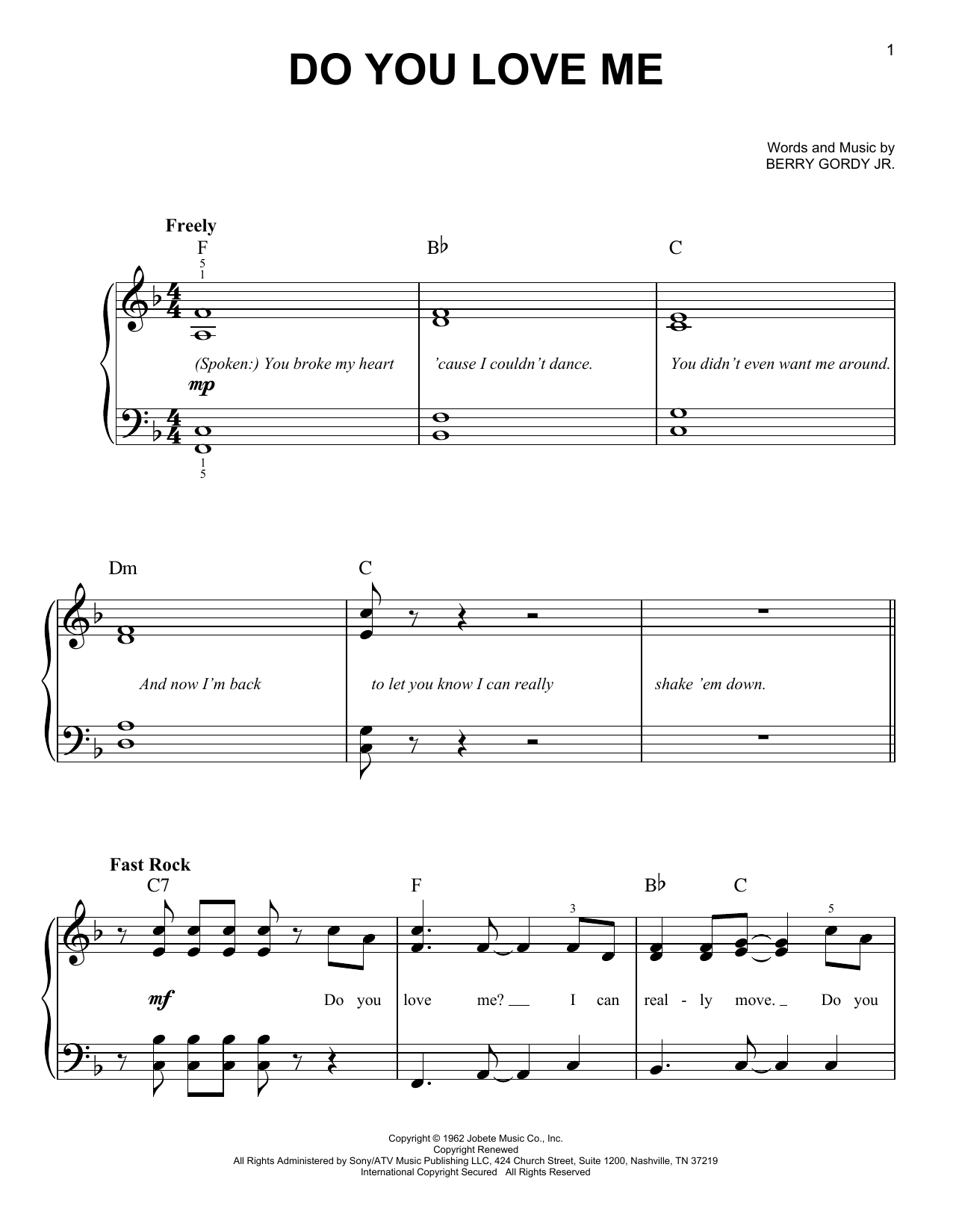 The Dave Clark Five Do You Love Me Sheet Music Notes & Chords for Easy Piano - Download or Print PDF