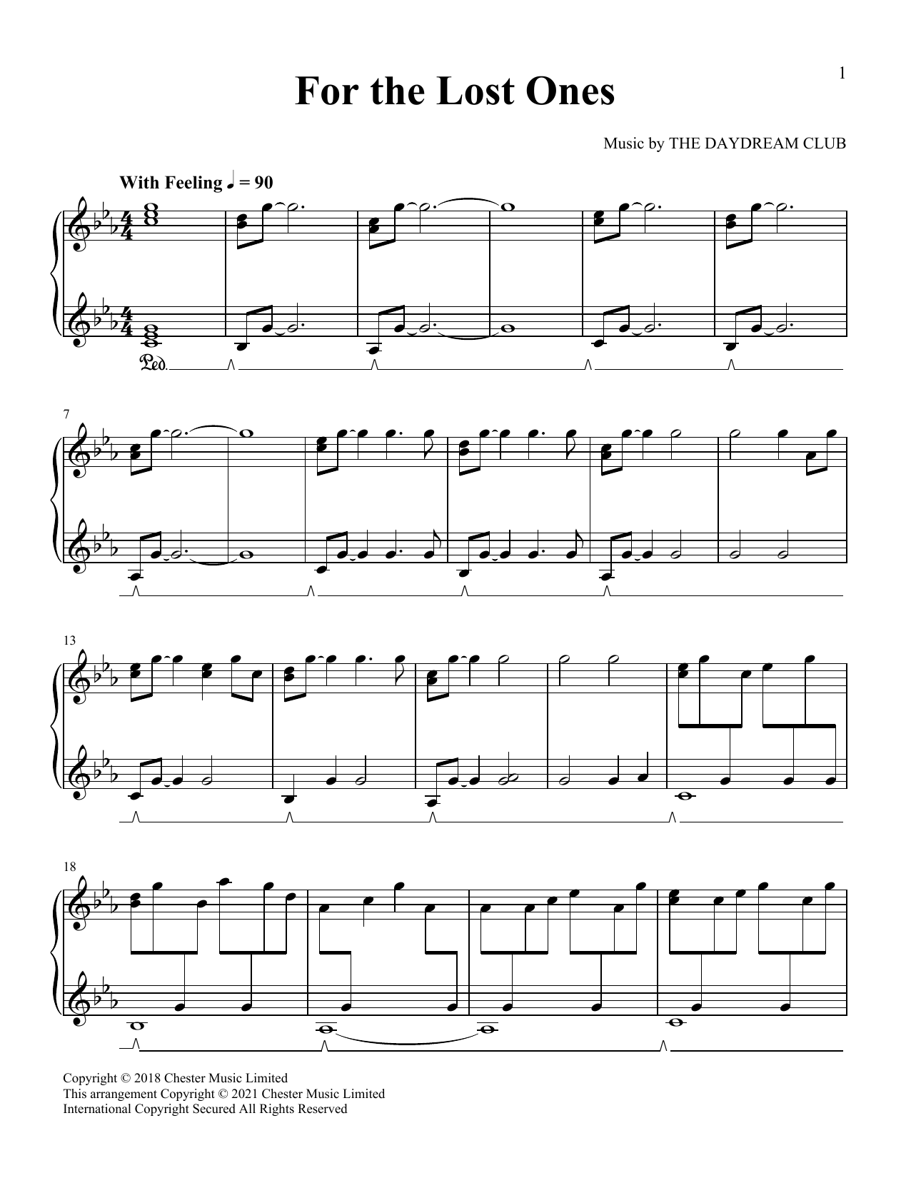 The Daydream Club For The Lost Ones Sheet Music Notes & Chords for Piano Solo - Download or Print PDF
