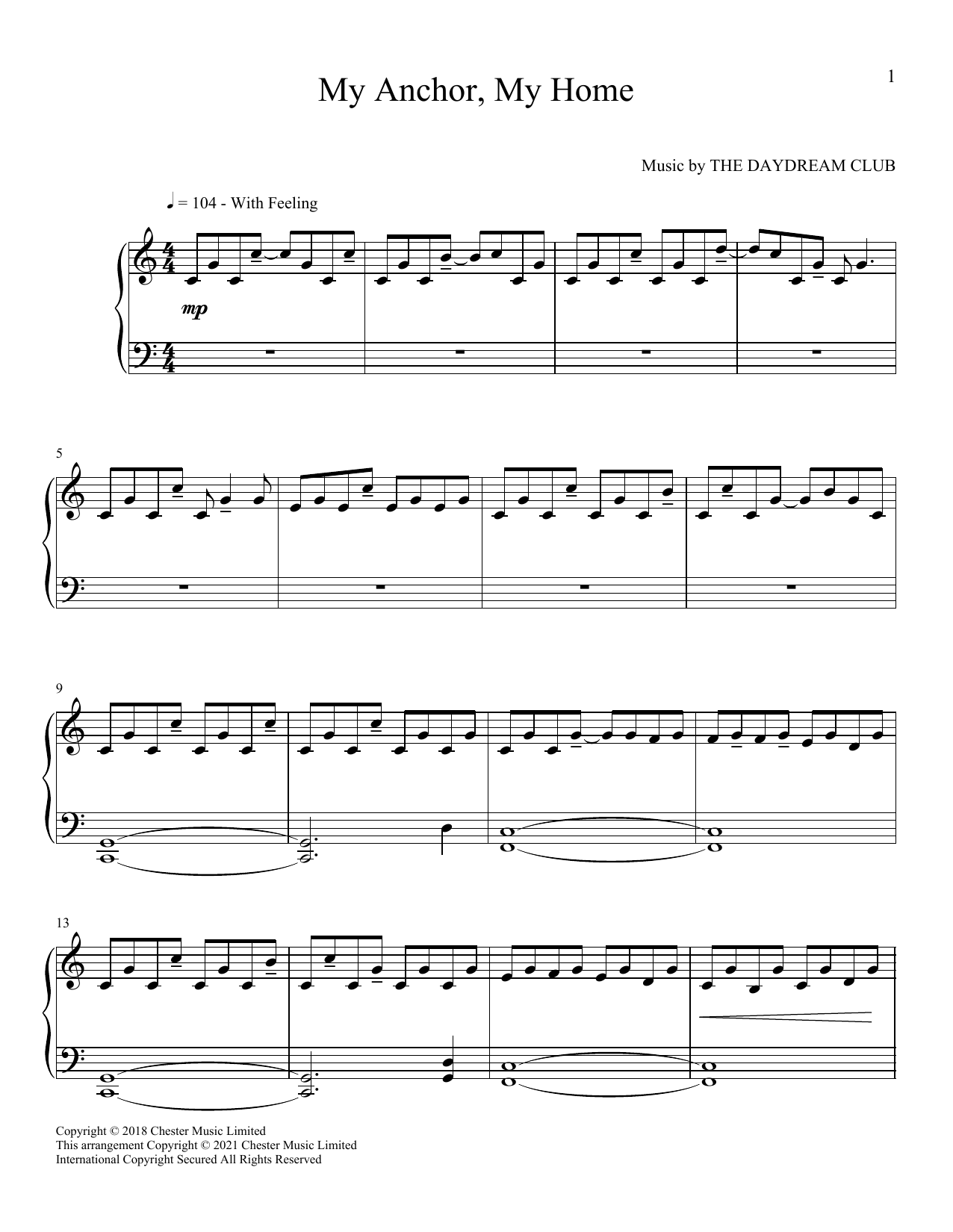 The Daydream Club My Anchor, My Home Sheet Music Notes & Chords for Piano Solo - Download or Print PDF