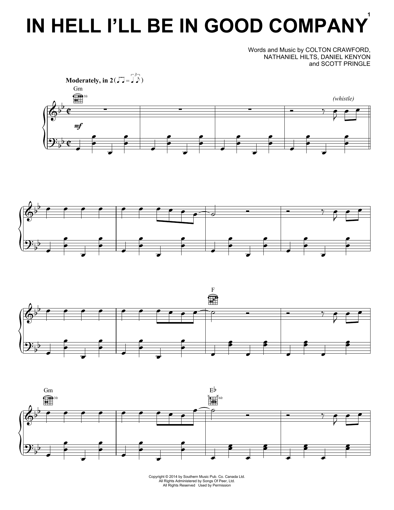 The Dead South In Hell I'll Be In Good Company Sheet Music Notes & Chords for Piano, Vocal & Guitar (Right-Hand Melody) - Download or Print PDF