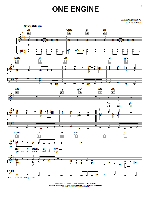 The Decemberists One Engine Sheet Music Notes & Chords for Guitar Tab - Download or Print PDF