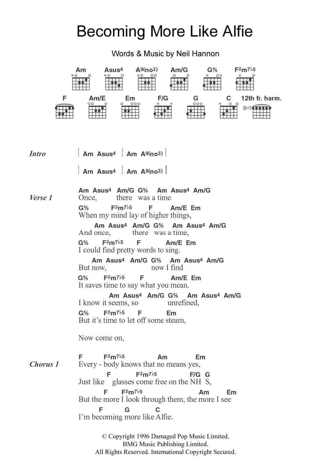 The Divine Comedy Becoming More Like Alfie Sheet Music Notes & Chords for Piano, Vocal & Guitar (Right-Hand Melody) - Download or Print PDF