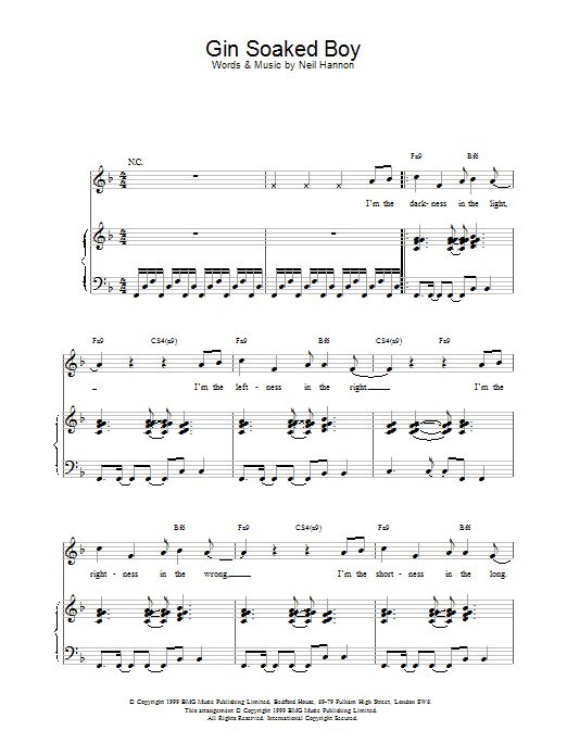 The Divine Comedy Gin Soaked Boy sheet music notes and chords. Download Printable PDF.