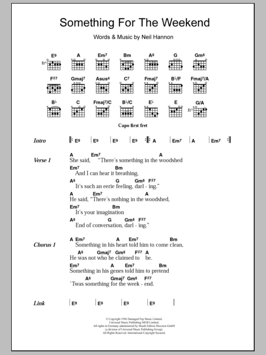 The Divine Comedy Something For The Weekend Sheet Music Notes & Chords for Lyrics & Chords - Download or Print PDF