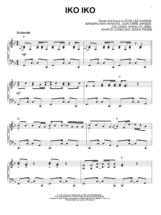 The Dixie Cups Iko Iko (arr. Brent Edstrom) Sheet Music Notes & Chords for Piano - Download or Print PDF