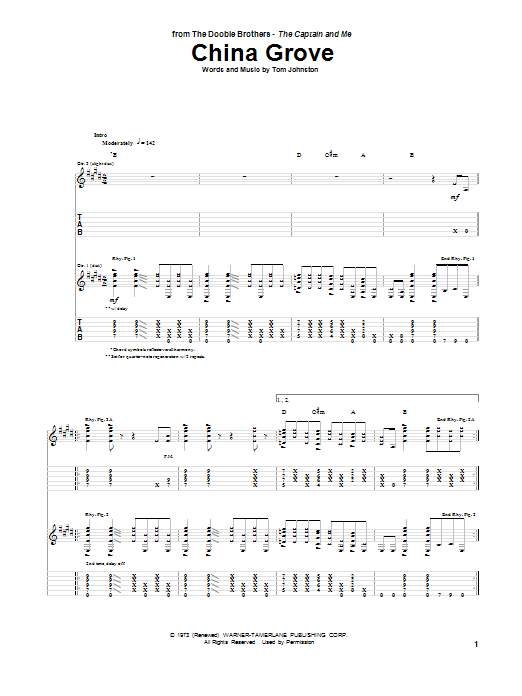 The Doobie Brothers China Grove Sheet Music Notes & Chords for Super Easy Piano - Download or Print PDF