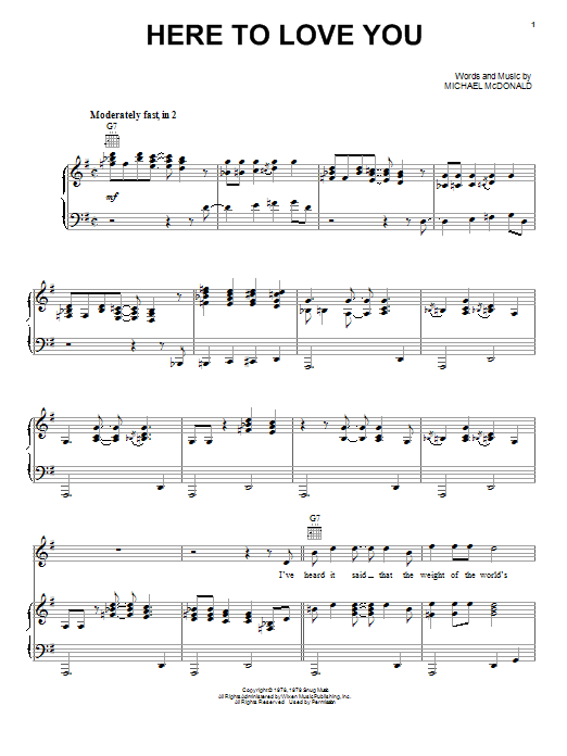 The Doobie Brothers Here To Love You Sheet Music Notes & Chords for Piano, Vocal & Guitar (Right-Hand Melody) - Download or Print PDF