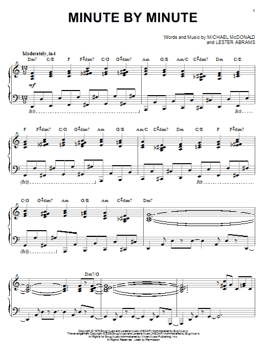 Michael McDonald Minute By Minute (arr. Larry Moore) Sheet Music Notes & Chords for Piano - Download or Print PDF Michael McDonald Minute By Minute (arr. Larry Moore) Sheet Music Notes & Chords for Piano - Download or Print PDF