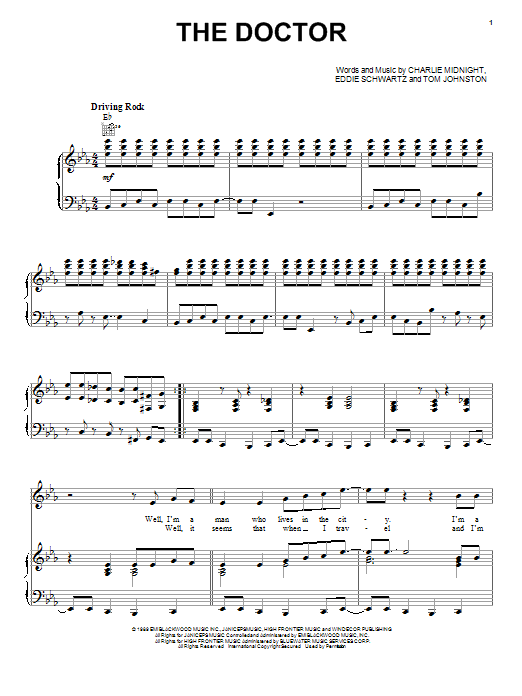 The Doobie Brothers The Doctor Sheet Music Notes & Chords for Piano, Vocal & Guitar (Right-Hand Melody) - Download or Print PDF