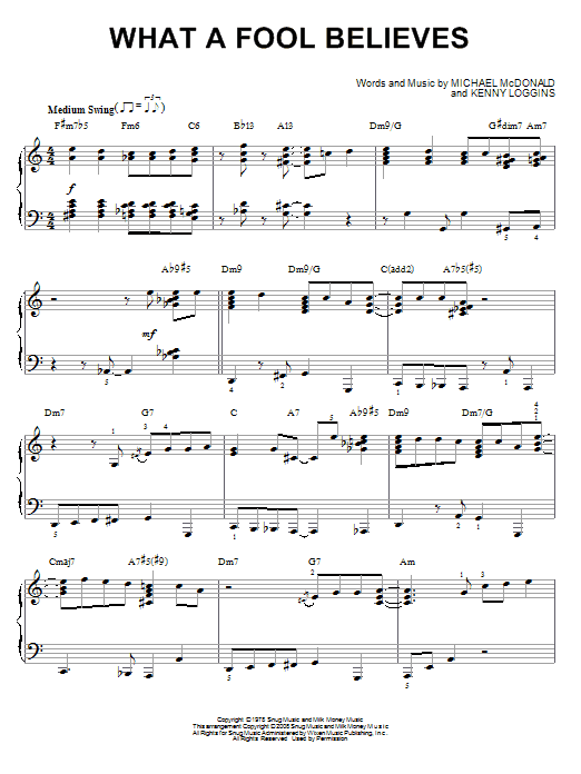 The Doobie Brothers What A Fool Believes [Jazz version] (arr. Brent Edstrom) Sheet Music Notes & Chords for Piano - Download or Print PDF