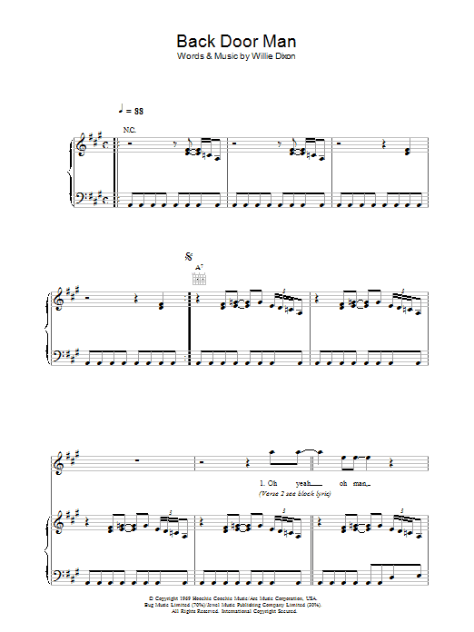 The Doors Back Door Man Sheet Music Notes & Chords for Bass Guitar Tab - Download or Print PDF