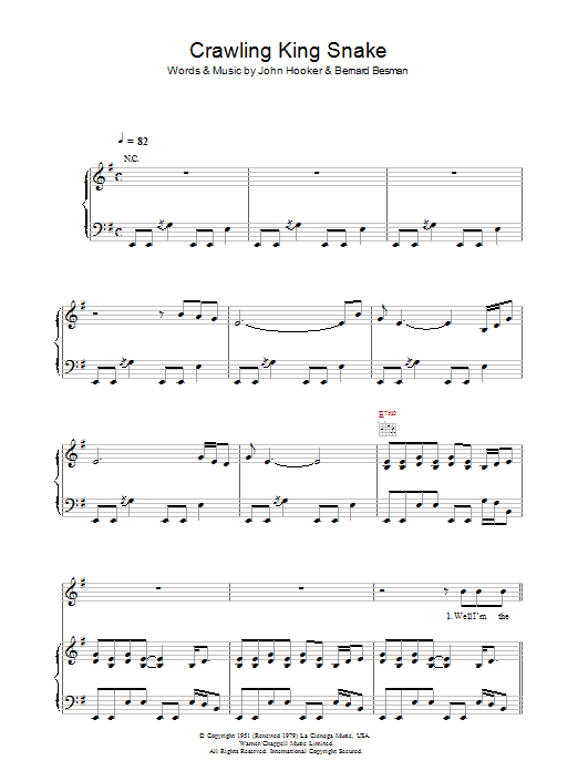 The Doors Crawling King Snake Sheet Music Notes & Chords for Guitar Chords/Lyrics - Download or Print PDF