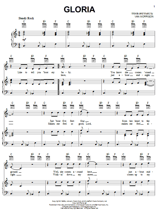 The Doors Gloria Sheet Music Notes & Chords for Guitar Chords/Lyrics - Download or Print PDF