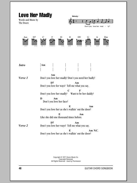 The Doors Love Her Madly Sheet Music Notes & Chords for Ukulele - Download or Print PDF