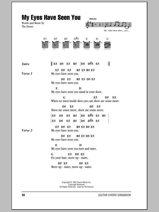 The Doors My Eyes Have Seen You Sheet Music Notes & Chords for Guitar Chords/Lyrics - Download or Print PDF