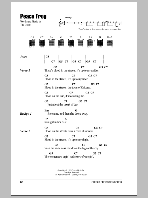 The Doors Peace Frog Sheet Music Notes & Chords for Really Easy Guitar - Download or Print PDF