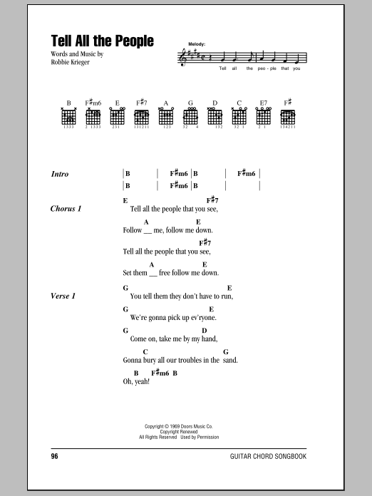 The Doors Tell All The People Sheet Music Notes & Chords for Guitar Chords/Lyrics - Download or Print PDF