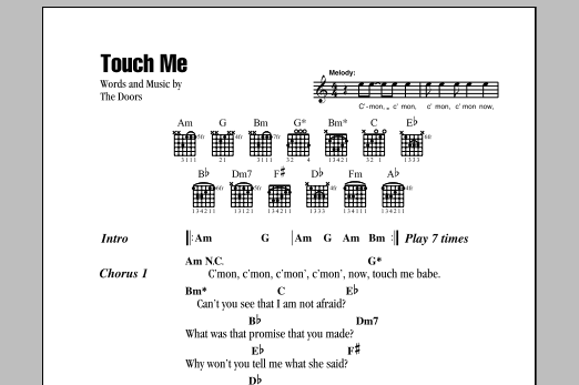 The Doors Touch Me Sheet Music Notes & Chords for Piano, Vocal & Guitar (Right-Hand Melody) - Download or Print PDF