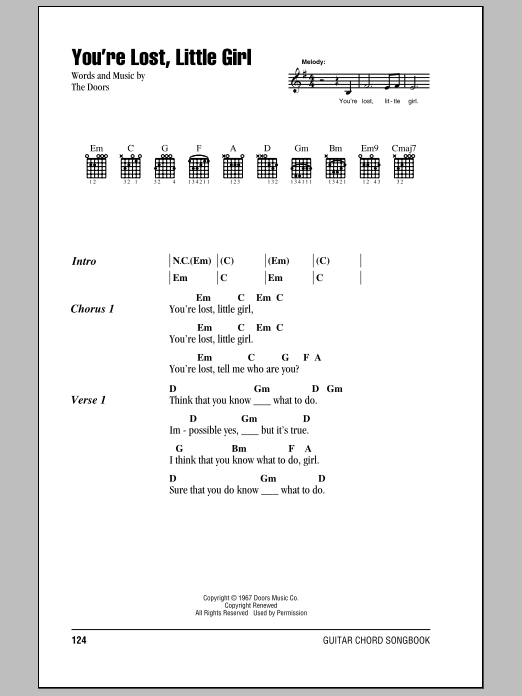 The Doors You're Lost, Little Girl Sheet Music Notes & Chords for Guitar Chords/Lyrics - Download or Print PDF