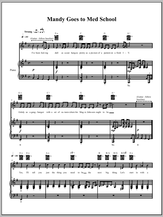 The Dresden Dolls Mandy Goes To Med School Sheet Music Notes & Chords for Piano, Vocal & Guitar (Right-Hand Melody) - Download or Print PDF