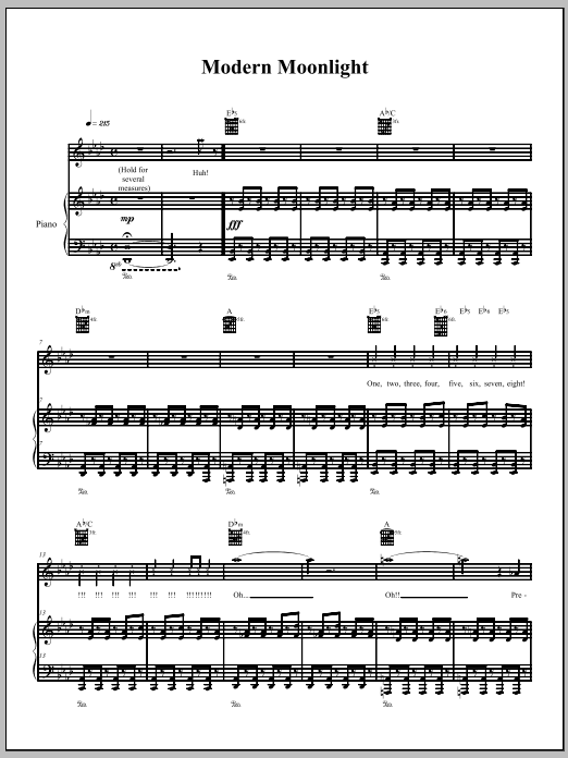 The Dresden Dolls Modern Moonlight Sheet Music Notes & Chords for Piano, Vocal & Guitar (Right-Hand Melody) - Download or Print PDF