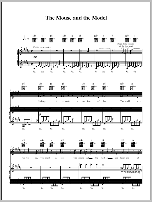 The Dresden Dolls The Mouse And The Model Sheet Music Notes & Chords for Piano, Vocal & Guitar (Right-Hand Melody) - Download or Print PDF