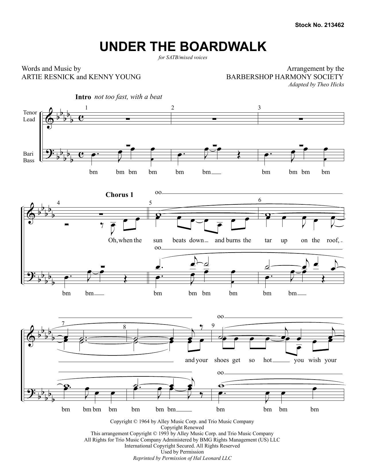 The Drifters Under The Boardwalk (arr. Barbershop Harmony Society) Sheet Music Notes & Chords for SATB Choir - Download or Print PDF