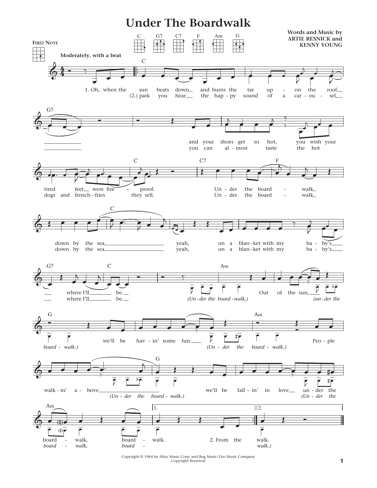 The Drifters Under The Boardwalk (from The Daily Ukulele) (arr. Liz and Jim Beloff) Sheet Music Notes & Chords for Ukulele - Download or Print PDF