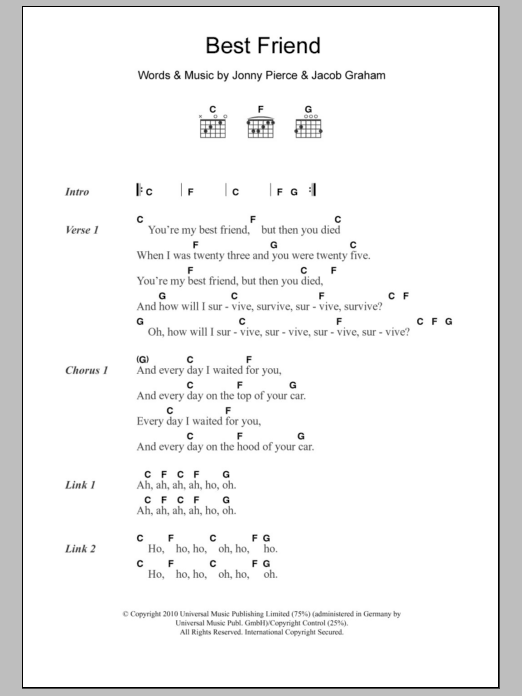 The Drums Best Friend Sheet Music Notes & Chords for Lyrics & Chords - Download or Print PDF