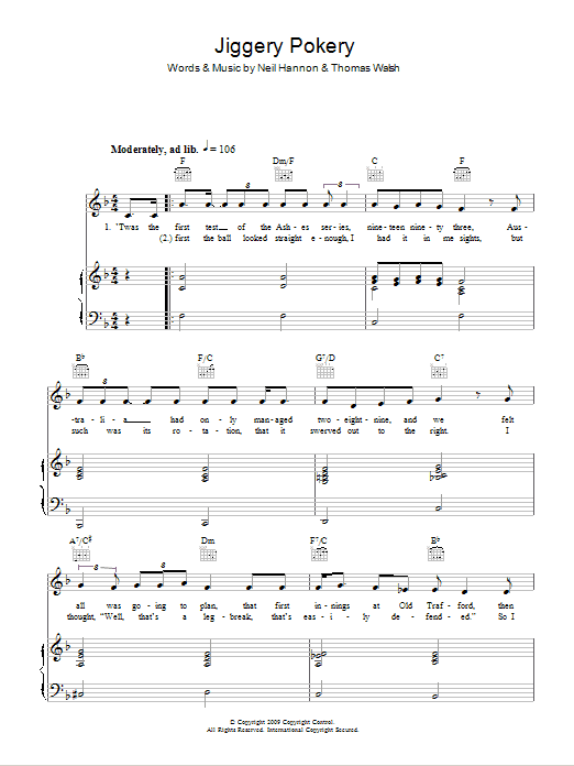 The Duckworth Lewis Method Jiggery Pokery Sheet Music Notes & Chords for Piano, Vocal & Guitar - Download or Print PDF