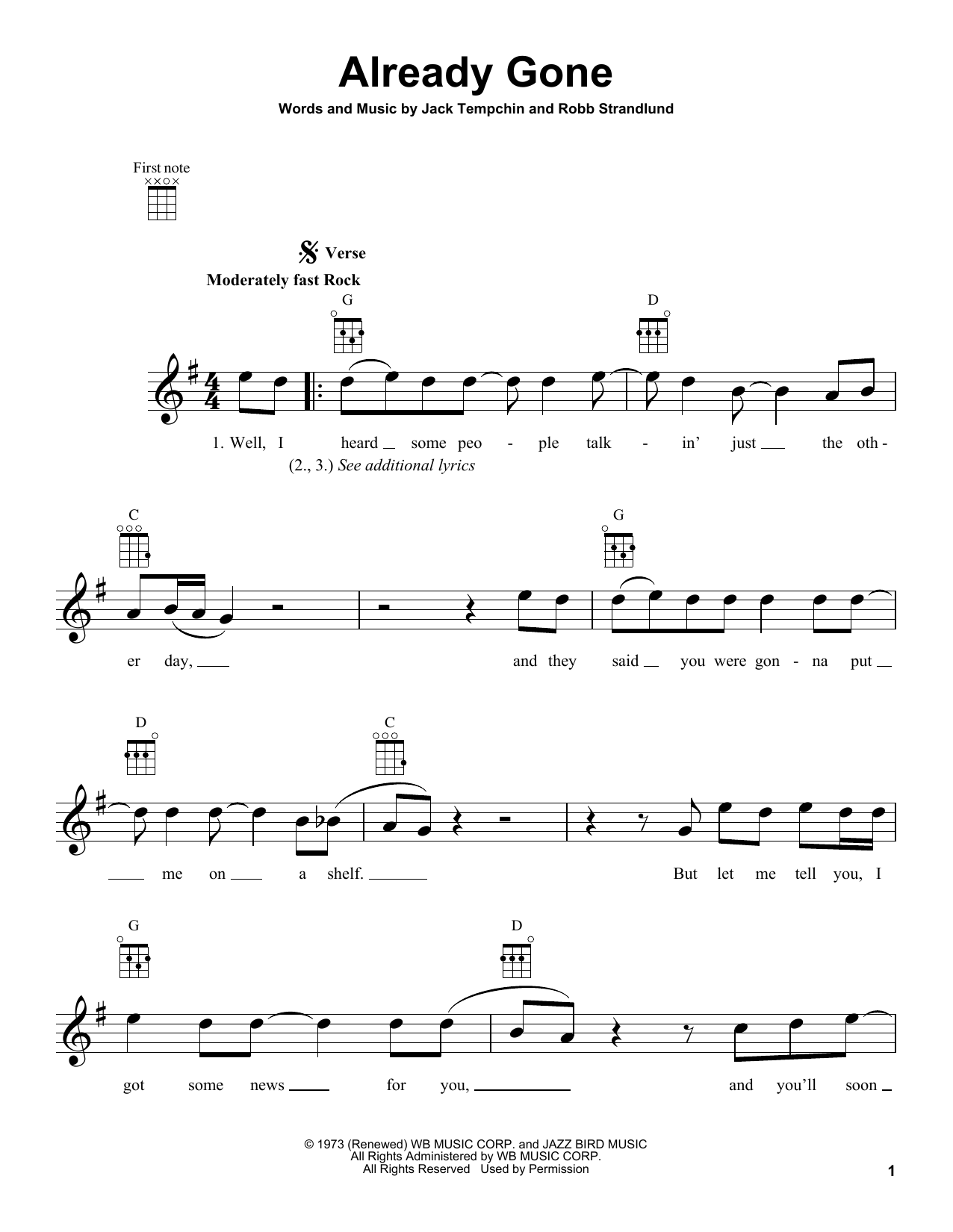 Eagles Already Gone Sheet Music Notes & Chords for Ukulele - Download or Print PDF