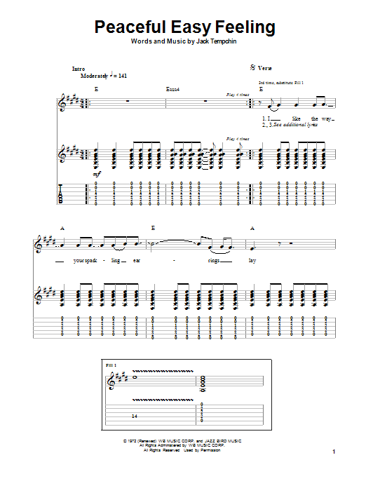 Eagles Peaceful Easy Feeling Sheet Music Notes & Chords for Easy Piano - Download or Print PDF