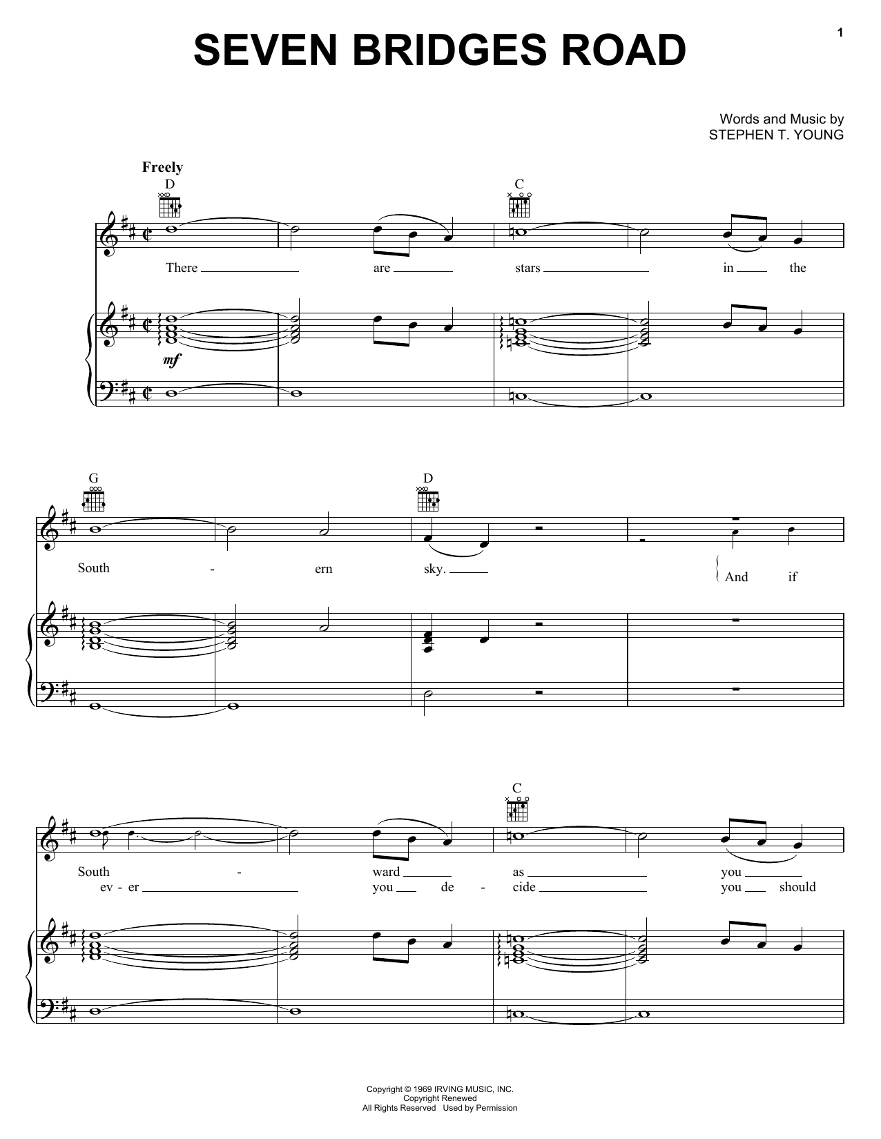 Eagles Seven Bridges Road Sheet Music Notes & Chords for Piano, Vocal & Guitar (Right-Hand Melody) - Download or Print PDF