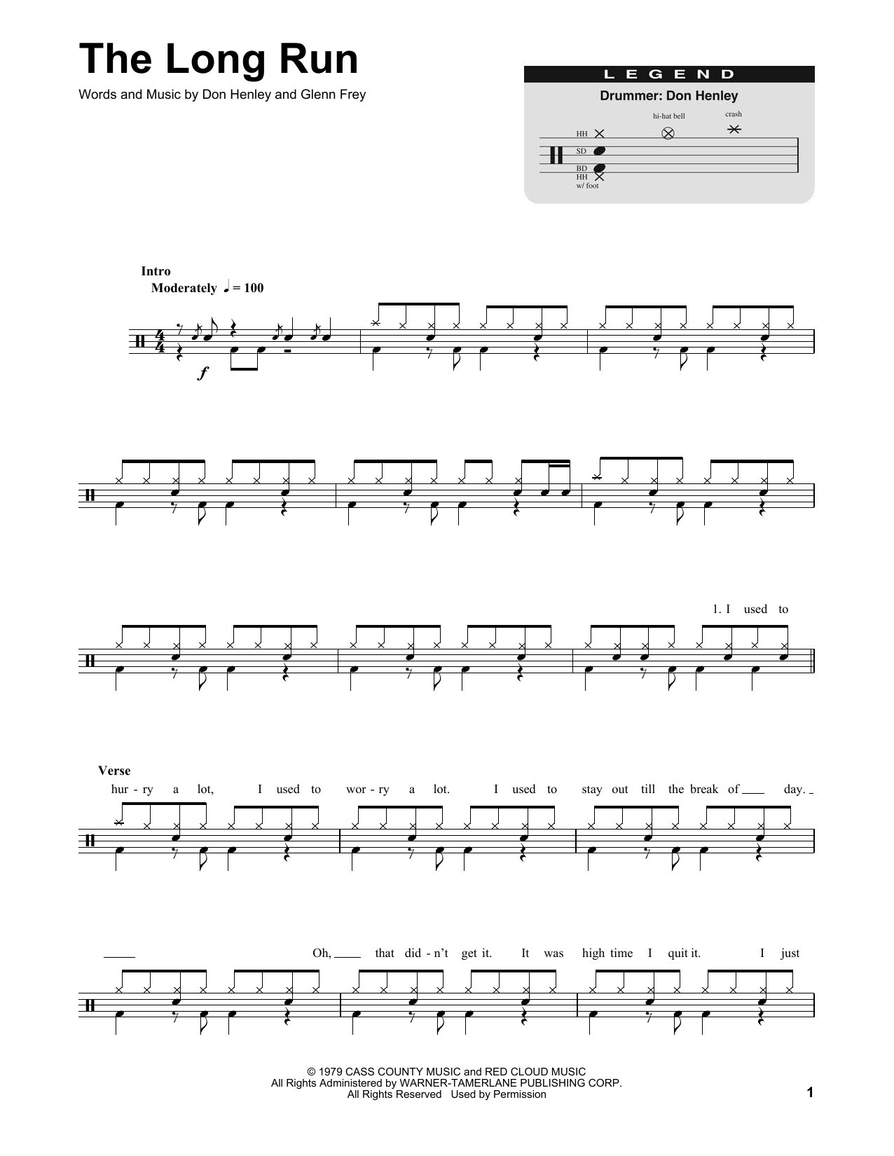 Eagles The Long Run Sheet Music Notes & Chords for Drums Transcription - Download or Print PDF