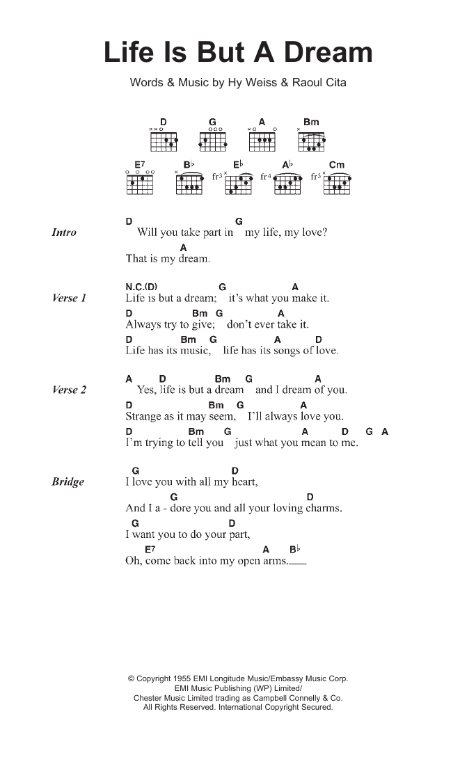 The Earls Life Is But A Dream Sheet Music Notes & Chords for Lyrics & Chords - Download or Print PDF