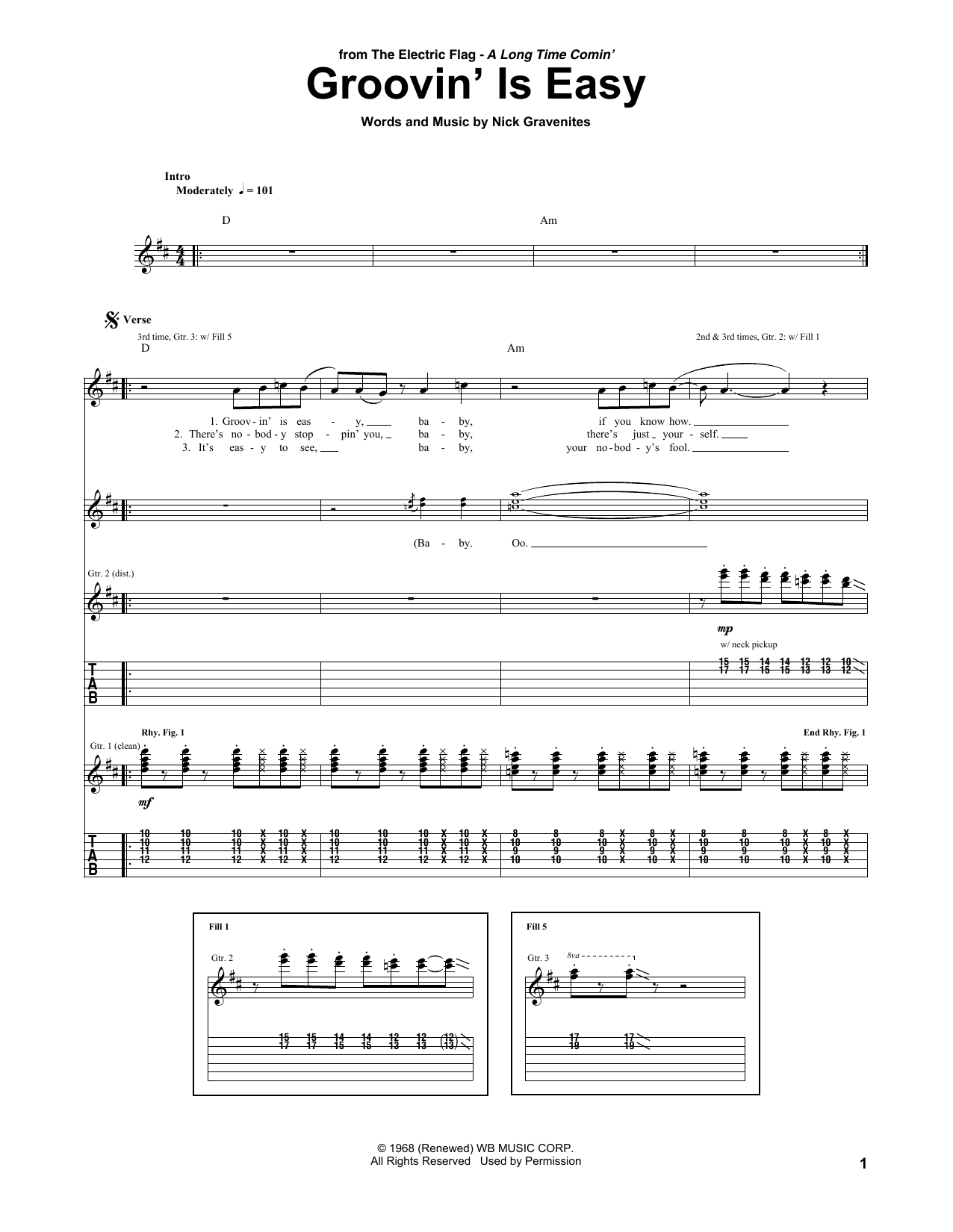 The Electric Flag Groovin' Is Easy Sheet Music Notes & Chords for Guitar Tab - Download or Print PDF The Electric Flag Groovin' Is Easy Sheet Music Notes & Chords for Guitar Tab - Download or Print PDF