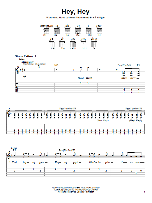The Elms Hey, Hey Sheet Music Notes & Chords for Easy Guitar Tab - Download or Print PDF