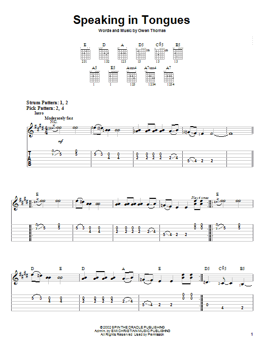 The Elms Speaking In Tongues Sheet Music Notes & Chords for Easy Guitar Tab - Download or Print PDF The Elms Speaking In Tongues Sheet Music Notes & Chords for Easy Guitar Tab - Download or Print PDF