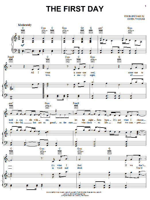 The Elms The First Day Sheet Music Notes & Chords for Piano, Vocal & Guitar (Right-Hand Melody) - Download or Print PDF The Elms The First Day Sheet Music Notes & Chords for Piano, Vocal & Guitar (Right-Hand Melody) - Download or Print PDF