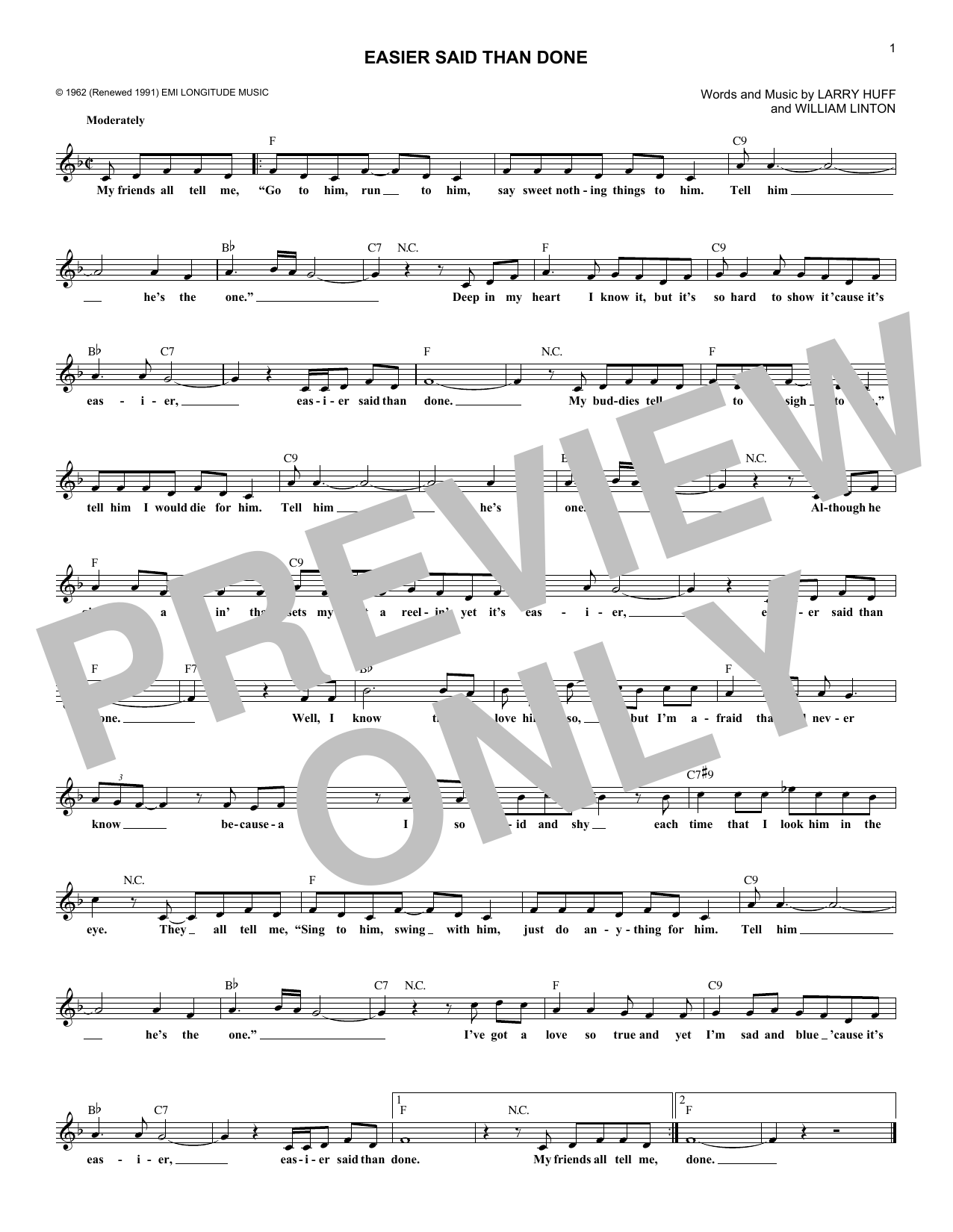 The Essex Easier Said Than Done Sheet Music Notes & Chords for Melody Line, Lyrics & Chords - Download or Print PDF