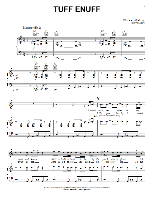 The Fabulous Thunderbirds Tuff Enuff Sheet Music Notes & Chords for Lyrics & Chords - Download or Print PDF