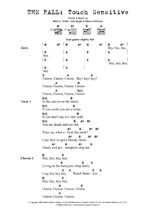 The Fall Touch Sensitive Sheet Music Notes & Chords for Lyrics & Chords - Download or Print PDF