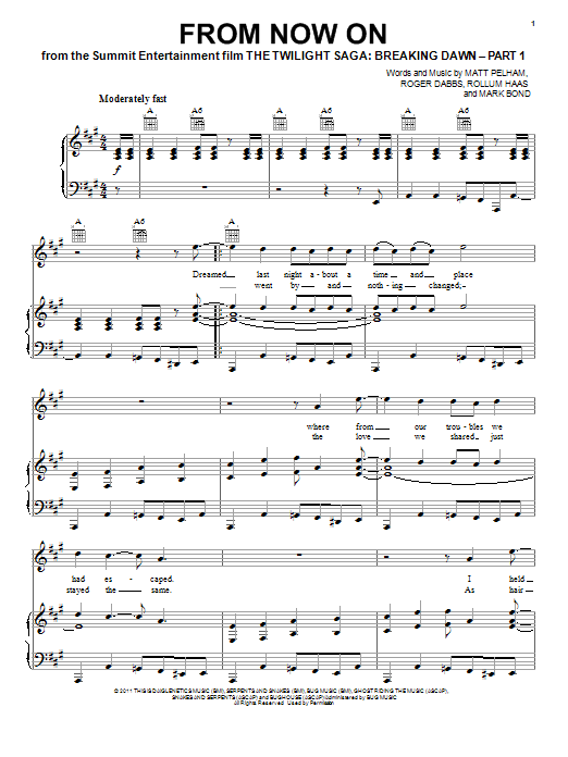 The Features From Now On Sheet Music Notes & Chords for Piano, Vocal & Guitar (Right-Hand Melody) - Download or Print PDF