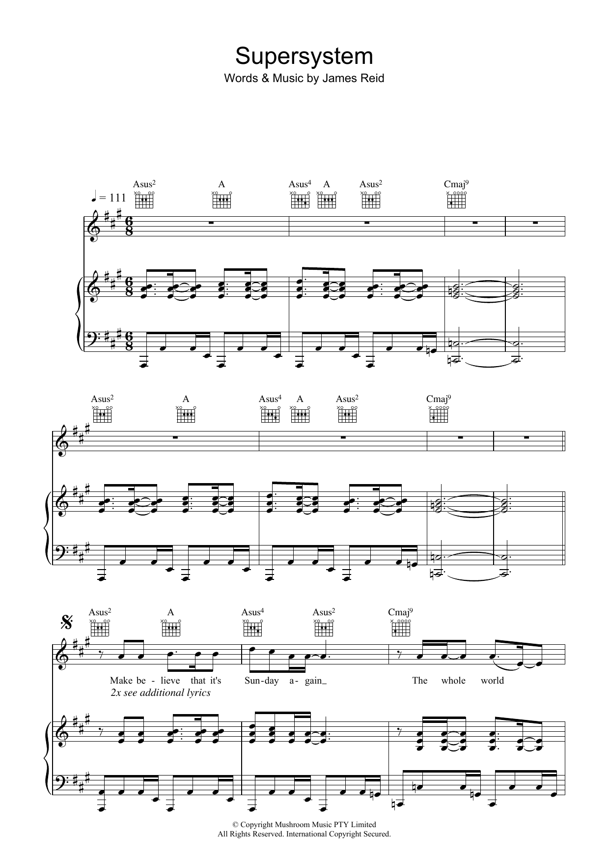 The Feelers Supersystem Sheet Music Notes & Chords for Piano, Vocal & Guitar (Right-Hand Melody) - Download or Print PDF