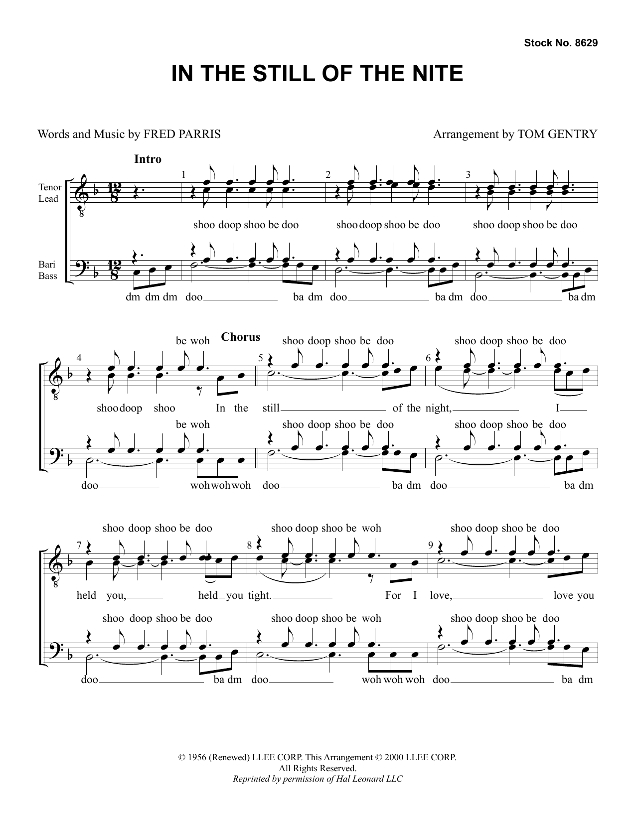 The Five Satins In the Still of the Nite (arr. Tom Gentry) Sheet Music Notes & Chords for TTBB Choir - Download or Print PDF